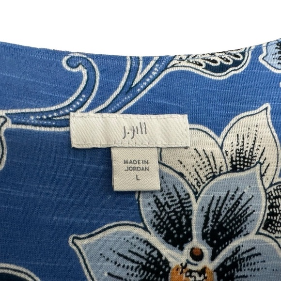 J.Jill Womens Floral Tiered Jersey Knit Maxi Dress Size Large Floral Blue Pocket - Picture 6 of 6